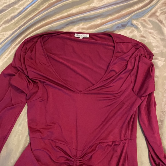 Cranberry ruched minidress - Picture 3 of 8